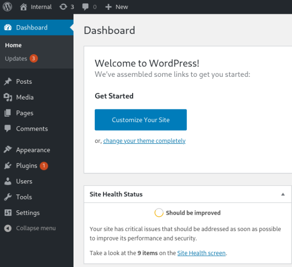 Wordpress Dashboard