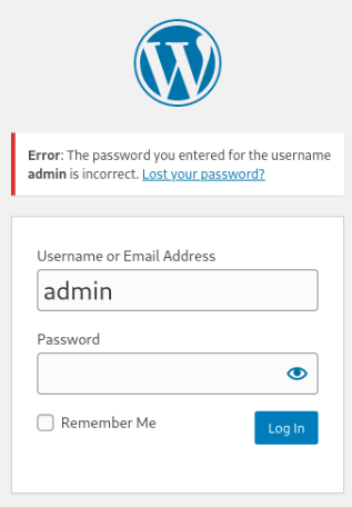 Wordpress Login form disclosing admin is a valid username by explicit login rejection message